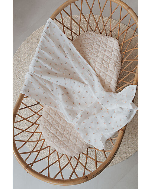 Bamboom Sheets for Crib/Pram + Pillowcase - Rosehip - 75 x 100 cm - Organic Bamboo and Cotton Cradle Bed Linen