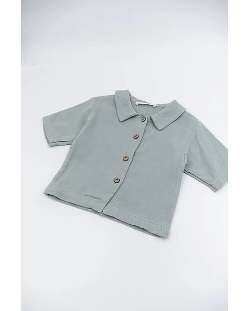 Bamboom Short Sleeve Shirt - Aqua Grey - Bamboo - Cotton Shirts And Blouses