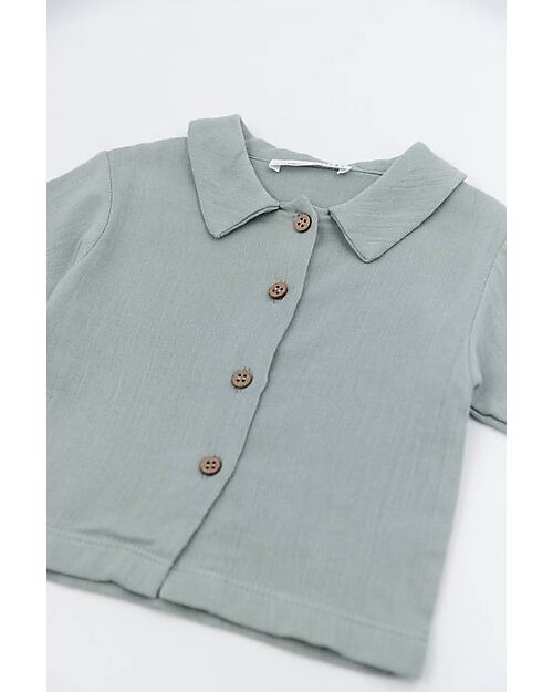 Bamboom Short Sleeve Shirt - Aqua Grey - Bamboo - Cotton Shirts And Blouses
