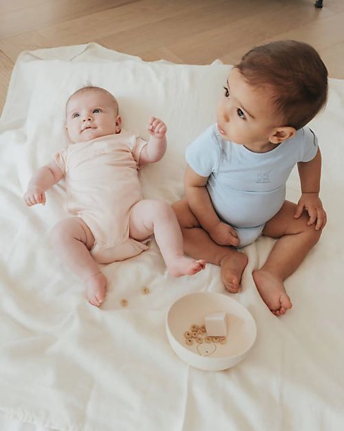 Bamboom Short Sleeves Bodysuit - Light Blue - Elasticated Organic Bamboo Short Sleeves Bodies