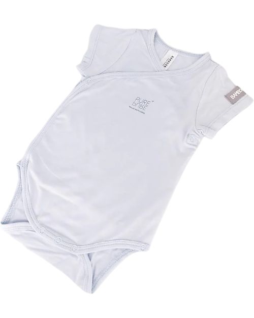 Bamboom Short Sleeves Bodysuit - Light Blue - Elasticated Organic Bamboo Short Sleeves Bodies