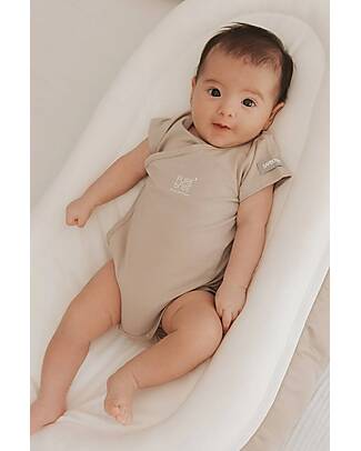Bamboom Short Sleeves Bodysuit - Sand - Elasticated Organic Bamboo Short Sleeves Bodies