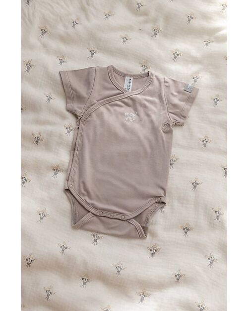 Bamboom Short Sleeves Bodysuit - Sand - Elasticated Organic Bamboo Short Sleeves Bodies