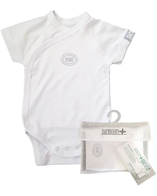 Bamboom Short Sleeves Bodysuit - White - Elasticated Organic Bamboo Short Sleeves Bodies