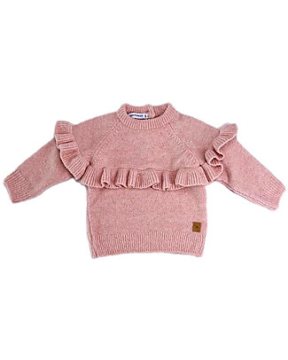 Bamboom Sweater with Frills - Old Pink - Bamboo and Wool Jumpers