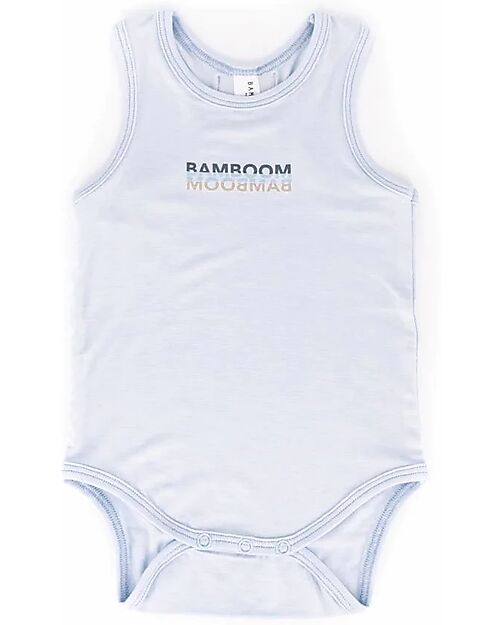 Bamboom Tank Top Body - Light Blue - with Logo - Stretch Organic Bamboo Short Sleeves Bodies