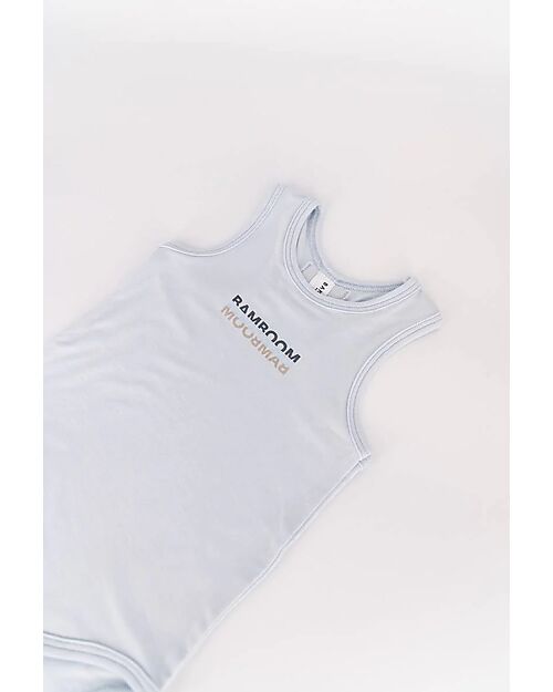 Bamboom Tank Top Body - Light Blue - with Logo - Stretch Organic Bamboo Short Sleeves Bodies