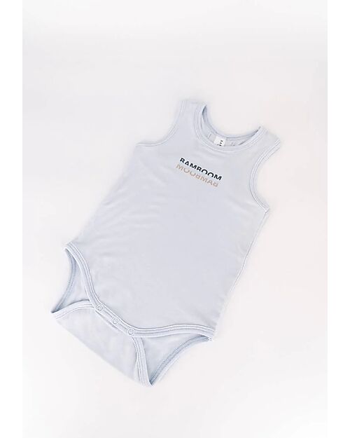 Bamboom Tank Top Body - Light Blue - with Logo - Stretch Organic Bamboo Short Sleeves Bodies