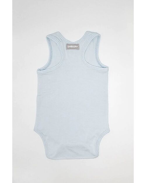 Bamboom Tank Top Body - Light Blue - with Logo - Stretch Organic Bamboo Short Sleeves Bodies