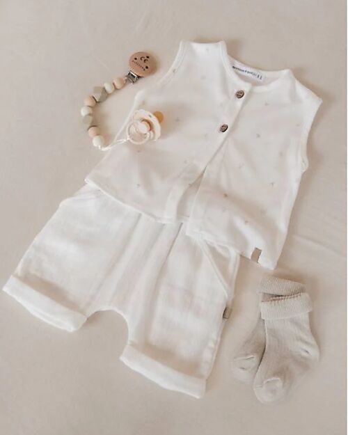 Bamboom Top - White - Leaves - Bamboo - Cotton T-shirts