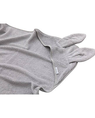 Bamboom Towel with Ears + Glove - Gray - Bamboo Towels And Flannels