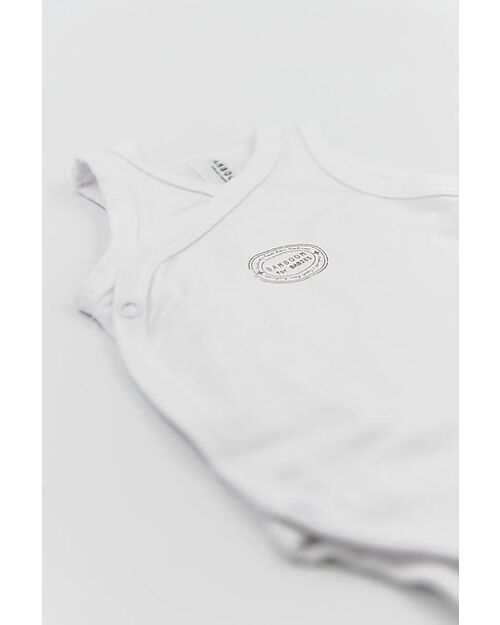 Bamboom Vest Body - White - with Logo - Stretch Bio Bamboo Short Sleeves Bodies