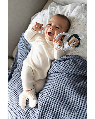 Bamboom Winter Jumpsuit with Practical Buttons - White - Cotton and Bamboo Snowsuits
