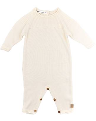 Bamboom Winter Jumpsuit with Practical Buttons - White - Cotton and Bamboo Snowsuits