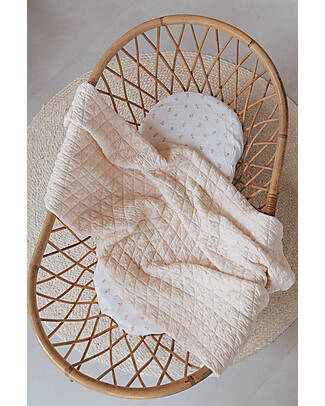 Bamboom Wrinkled Blanket for Cradle - 100 x 75cm - Water Peach - Bamboo and Cotton + Plush Sponge Cradle Bed Linen