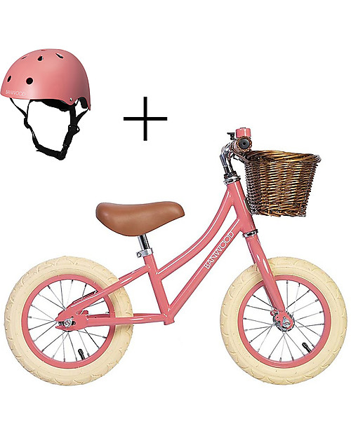 Banwood Balance Bike First Go + Classic Bike Helmet - Coral - from 3 to 5 years old! Balance Bikes