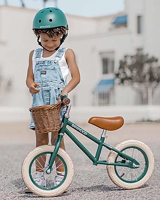 Banwood Balance Bike First Go + Classic Bike Helmet - Dark Green - For Girls from 3 to 5 years old! Balance Bikes