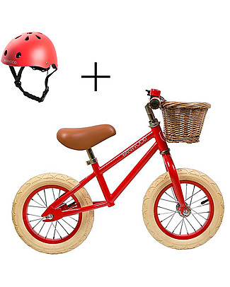 Banwood Balance Bike First Go + Classic Bike Helmet - Red - from 3 to 5 years old! Balance Bikes