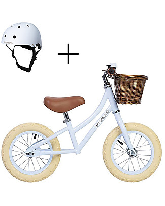 Banwood Balance Bike First Go + Classic Bike Helmet - Sky - For Girls from 3 to 5 years old! Balance Bikes