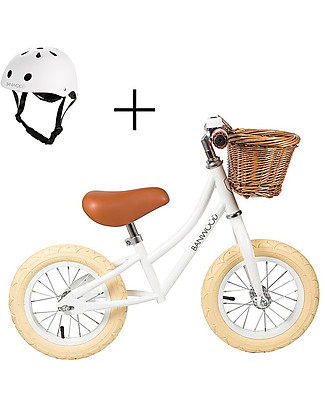 Banwood Balance Bike First Go + Classic Bike Helmet - White - from 3 to 5 years old! Balance Bikes