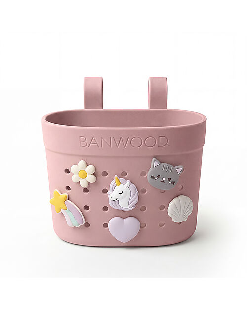 Banwood Pin & Ride Basket for Bicycle and Scooter - Dusty Rose - Eco-Friendly and Durable Bicycle Accessories
