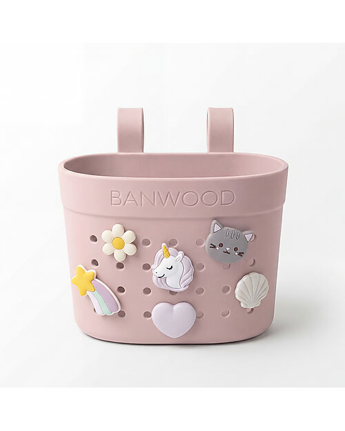 Banwood Pin & Ride Basket for Bicycle and Scooter - Faded Pink - Eco-Friendly and Durable Bicycle Accessories
