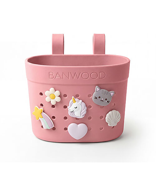 Banwood Pin & Ride Basket for Bicycle and Scooter - Raspberry - Eco-Friendly and Durable Bicycle Accessories