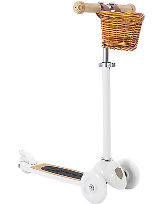Banwood Scooter with Removable Basket - White - from 3 Years Up to 50 kg Balance Bikes