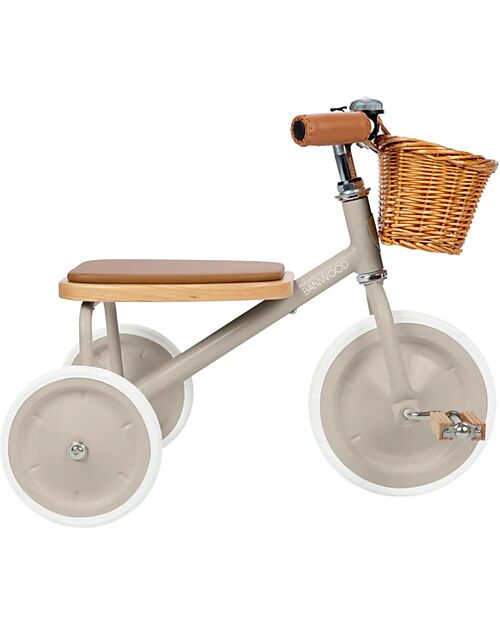 Banwood Wood and Vegan Leather Baby Trike - Beige - From 2 years old Tricycles