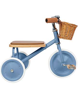 Banwood Wood and Vegan Leather Baby Trike - Blue - From 3 years old Tricycles