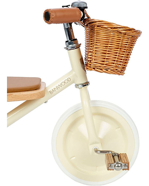 Banwood Wood and Vegan Leather Baby Trike - Cream - From 3 years old Tricycles