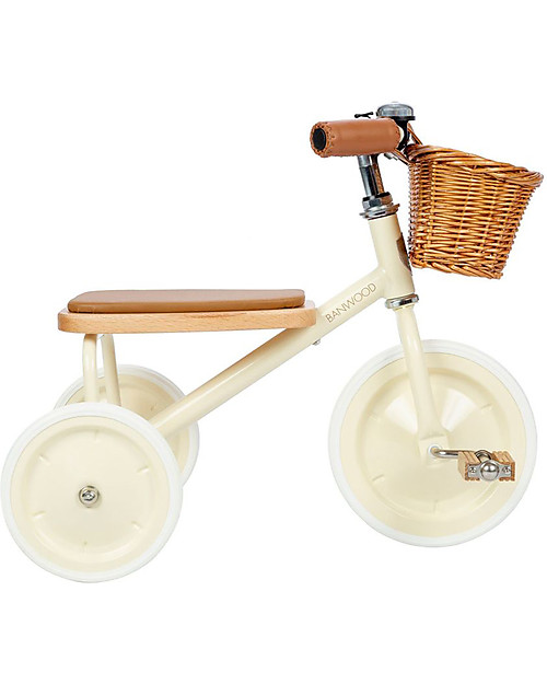 Banwood Wood and Vegan Leather Baby Trike - Cream - From 3 years old Tricycles