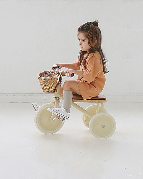 Banwood Wood and Vegan Leather Baby Trike - Cream - From 3 years old Tricycles