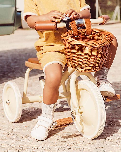 Banwood Wood and Vegan Leather Baby Trike - Cream - From 3 years old Tricycles