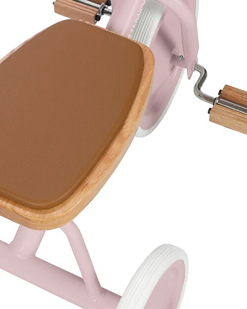 Banwood Wood and Vegan Leather Baby Trike - Dusty Pink - From 2 years old Tricycles