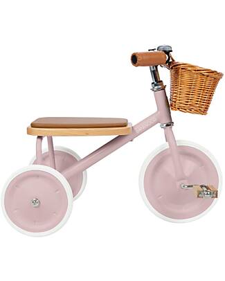 Banwood Wood and Vegan Leather Baby Trike - Dusty Pink - From 3 years old Tricycles