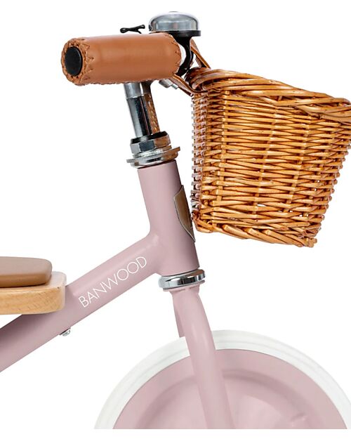 Banwood Wood and Vegan Leather Baby Trike - Dusty Pink - From 3 years old Tricycles