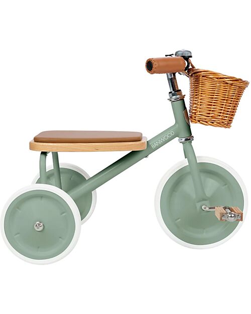 Banwood Wood and Vegan Leather Baby Trike - Forest - From 2 years old Tricycles
