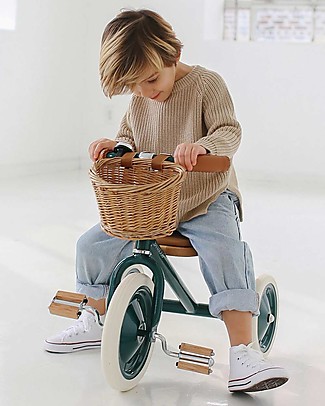 Banwood Wood and Vegan Leather Baby Trike - Green - From 2 years old Bycicles