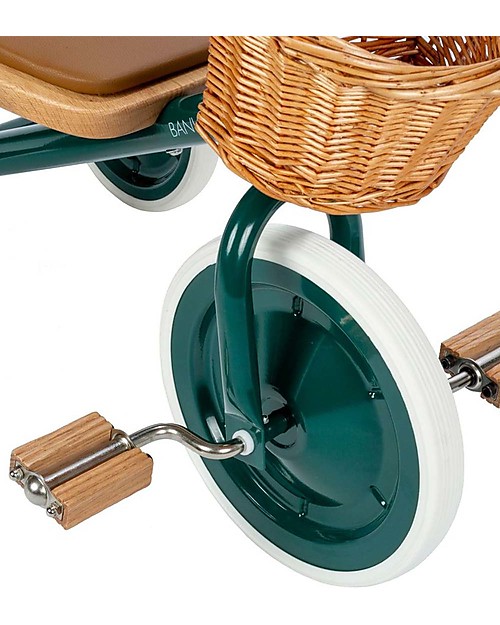 Banwood Wood and Vegan Leather Baby Trike - Green - From 2 years old Tricycles