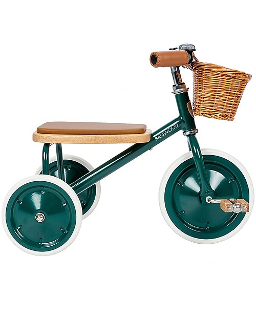 Banwood Wood and Vegan Leather Baby Trike - Green - From 3 years old Tricycles