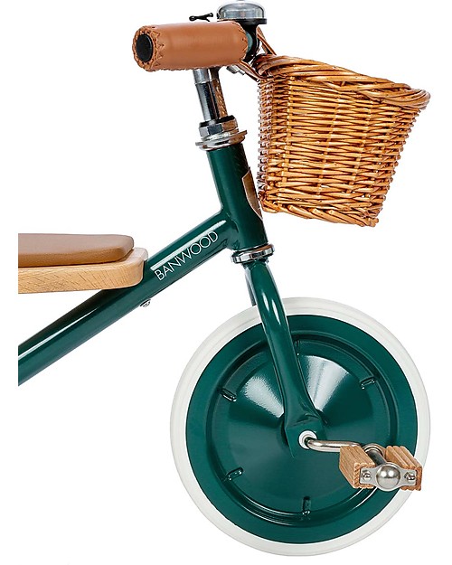 Banwood Wood and Vegan Leather Baby Trike - Green - From 3 years old Tricycles