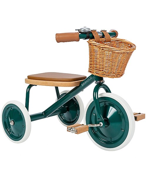 Banwood Wood and Vegan Leather Baby Trike - Green - From 3 years old Tricycles