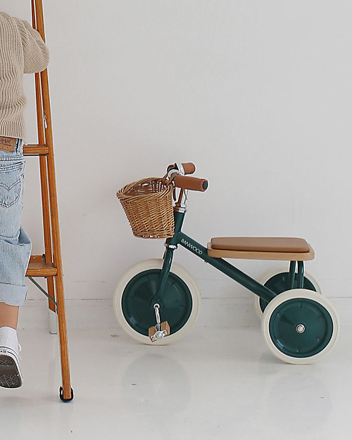 Banwood Wood and Vegan Leather Baby Trike - Green - From 3 years old Tricycles