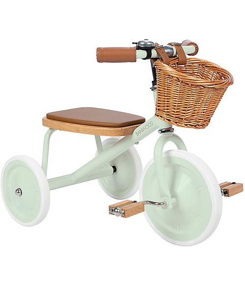 Banwood Wood and Vegan Leather Baby Trike - Mint - From 3 years old Tricycles
