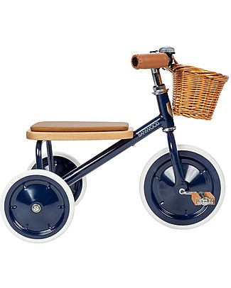Banwood Wood and Vegan Leather Baby Trike - Navy Blue - From 2 years old Bycicles