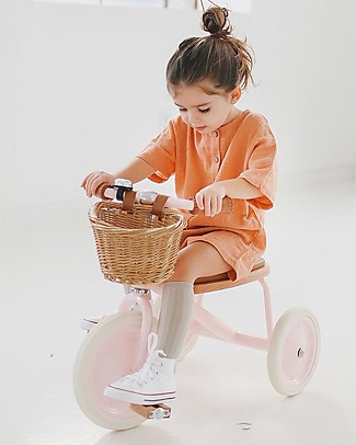 Banwood Wood and Vegan Leather Baby Trike - Pink - From 2 years old Bycicles