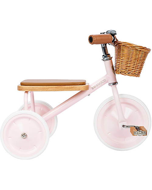 Banwood Wood and Vegan Leather Baby Trike - Pink - From 3 years old Tricycles