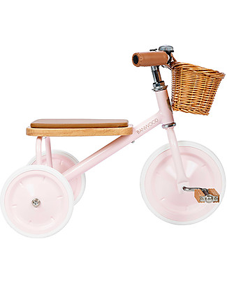 Banwood Wood and Vegan Leather Baby Trike - Pink - From 3 years old Tricycles