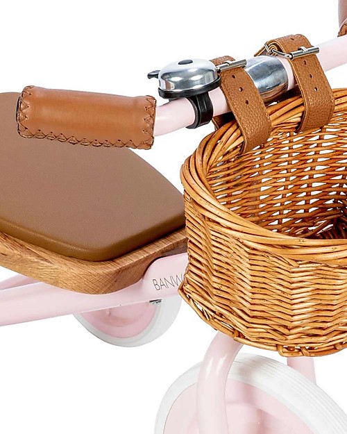 Banwood Wood and Vegan Leather Baby Trike - Pink - From 3 years old Tricycles